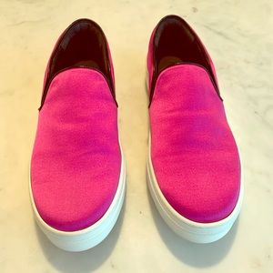 Celine Pink Satin Slip On Sneakers